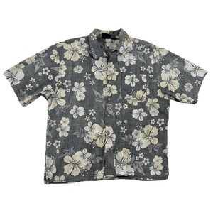 VTG OP Sport Men Gray‎ Hawaiian Short Sleeve Button Up Shirt Sz XL